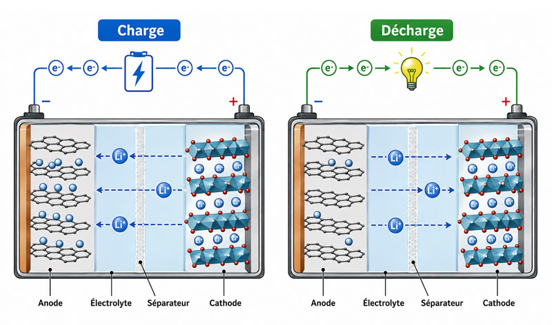Principe de fonctionnement d’une batterie lithium-ion