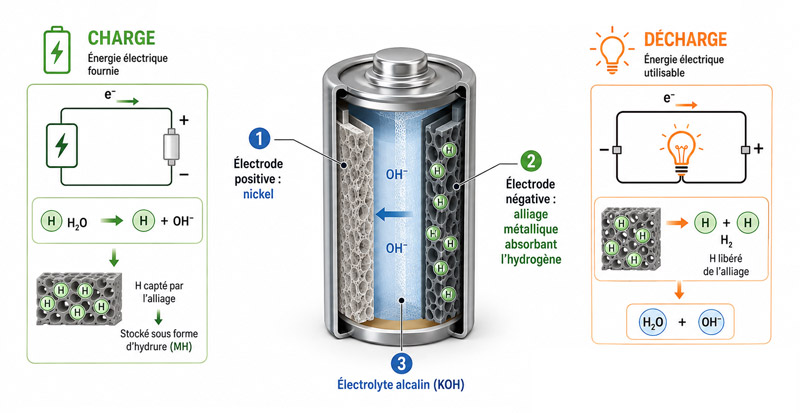 Principe de fonctionnement d’une batterie Ni-MH