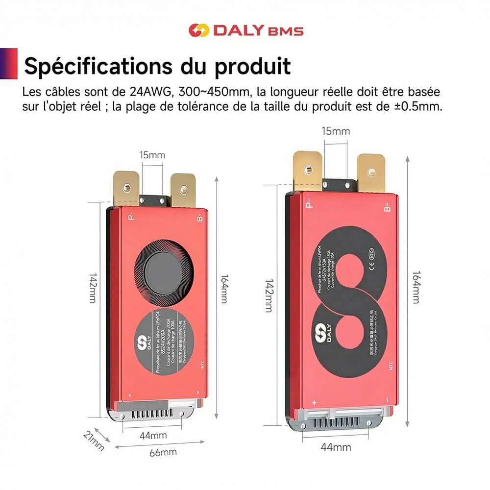 BMS série M standard pour batterie LiFePO4 20S compatible 3S à 24S courant 150A et 200A